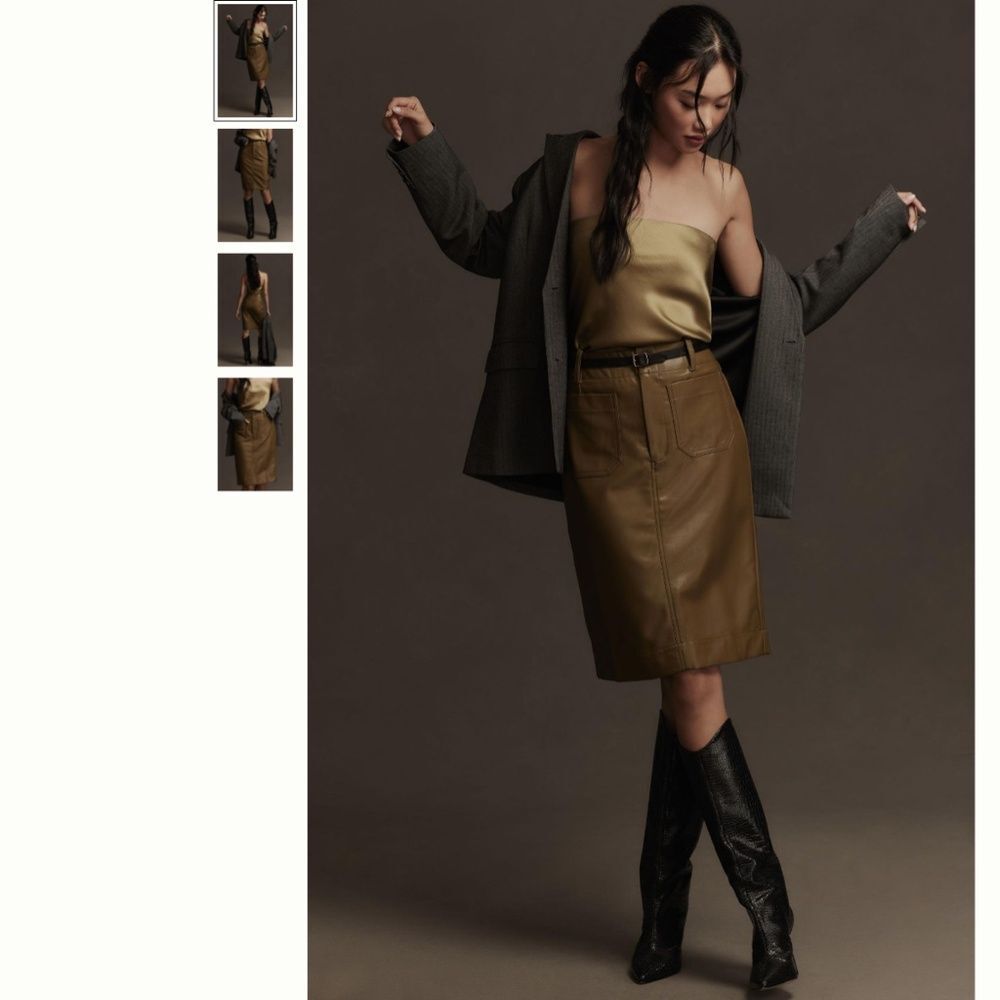 Anthropologie The Colette Faux Leather Skirt by Maeve